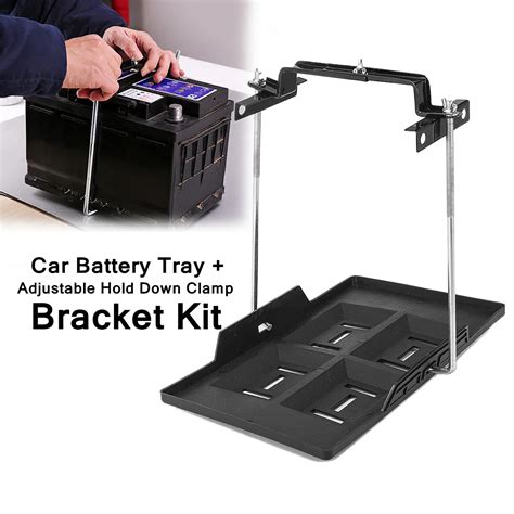 use metal bracket to secure car|battery mounted in car.